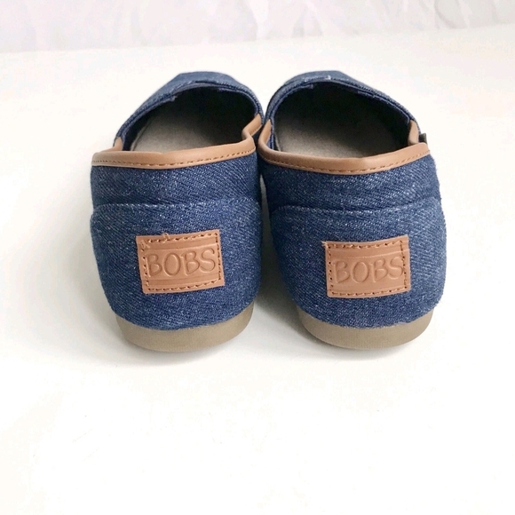 Sketchers BOBS Chambray Blue Canvas Flat Shoes Memory Foam Leather Insole 6 - Picture 8 of 9